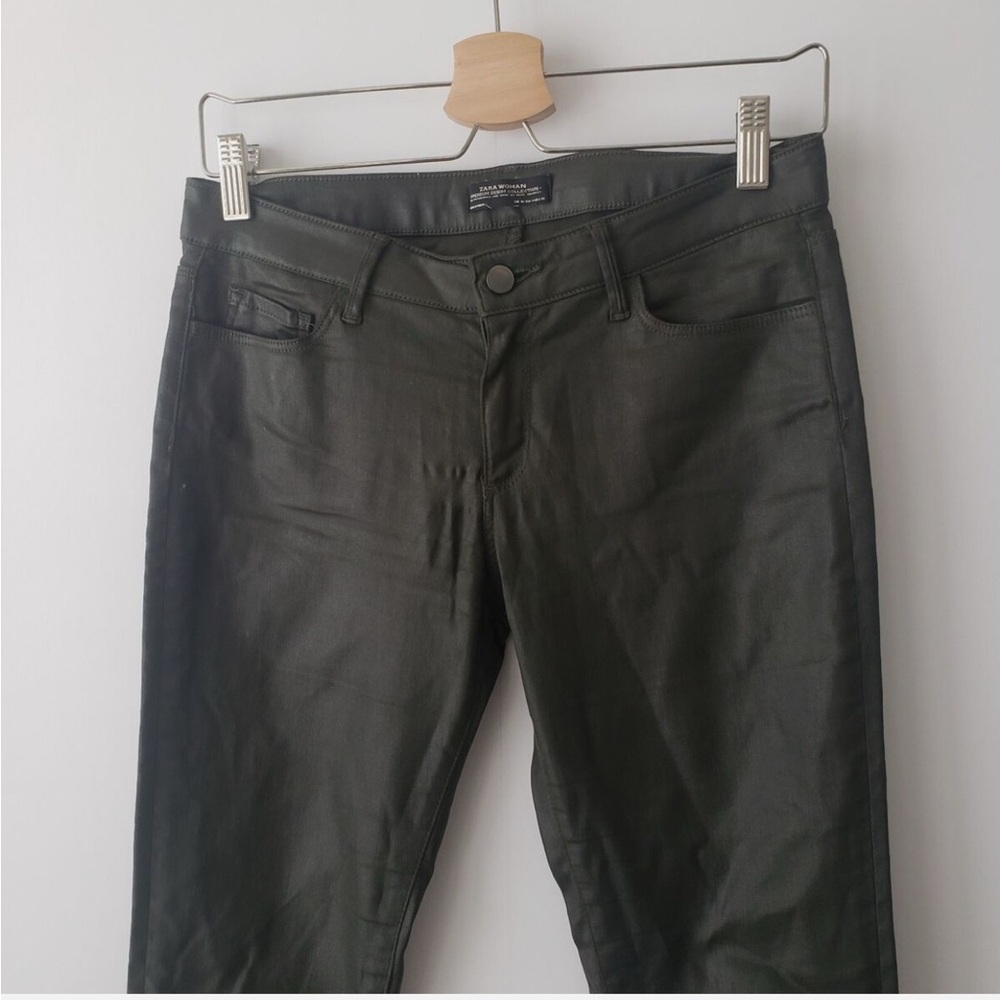 Zara Woman Dark Green Coated Pants